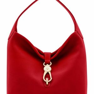 DOONEY AND BOURKE RED LOGOLOCK HOBO BAG ( LEATHER)